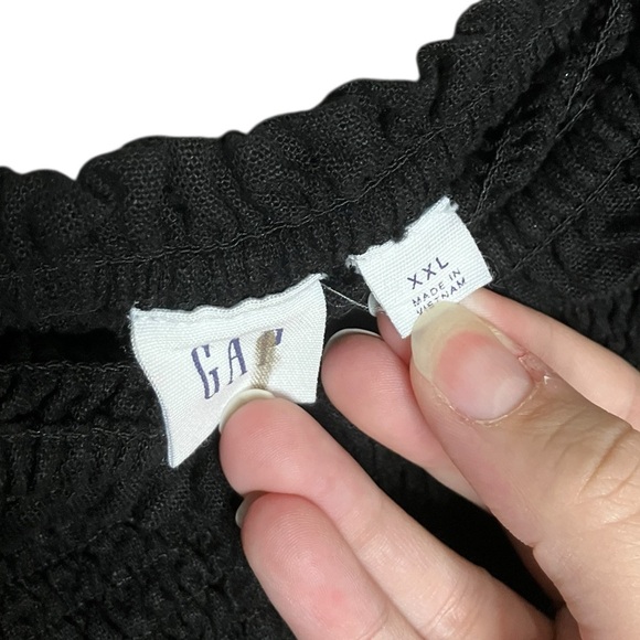 Gap Linen Blend Midi Dress Black XXL Sleeveless Smocked Tier Lightweight Breezy - Picture 3 of 5